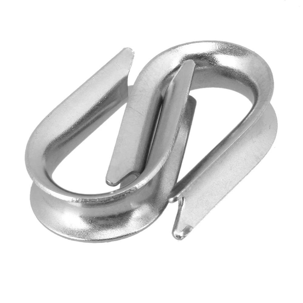 10pcs Stainless Steel Wire Rope Protection Ring Fasteners Wire Rope Anchor Line Thimbles Silver European Wire Pope Thimbles