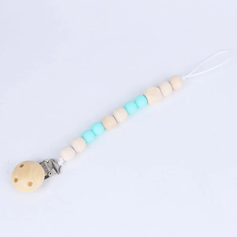 2019 Newest Infant Toddler Pacifier Clip Chain Wooden Baby Soother Chain Leash Nipple Holder Clips Strap Baby Feeding Gifts