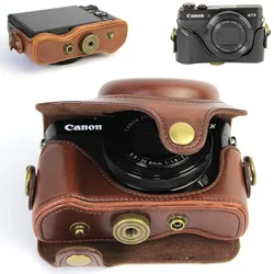 Całego ciała dopasowanie PU skóra futerał na aparat cyfrowy torba etui do aparatów Canon Powershot G7X Mark 2 G7X II G7X2 G7X MARK III G7X 3 z paskiem