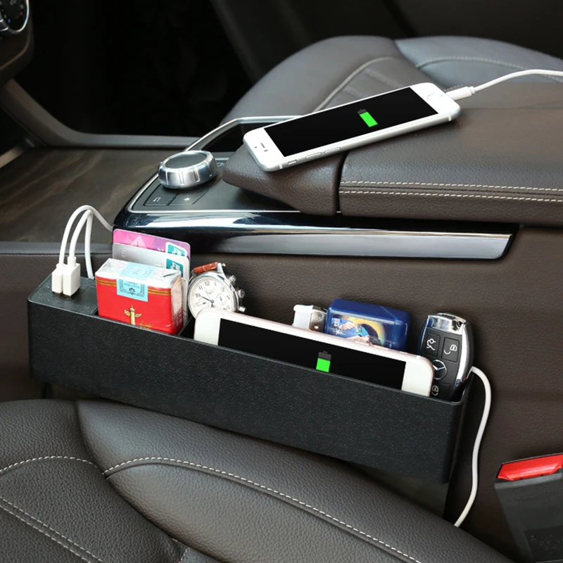 Car Front Seat Gap Filler Organizer CE Certificated 2 Port USB Charger For Cell Phone Mobile Holder Auto Interior Accessories