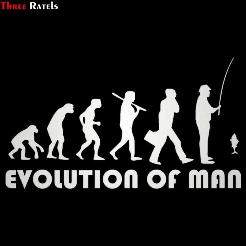 Three Ratels TZ-1276 12*21.4cm 1-4 Pieces Evolution Of Man Fisherman Car Sticker Funny Car Stickers Decals