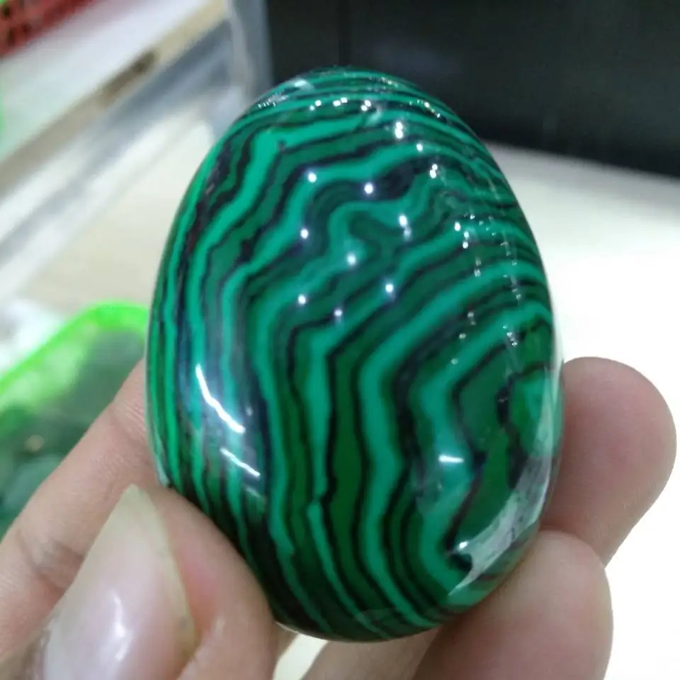 48mm Natural Dark Green MALACHITE CRYSTAL Gem Sphere Egg Congo