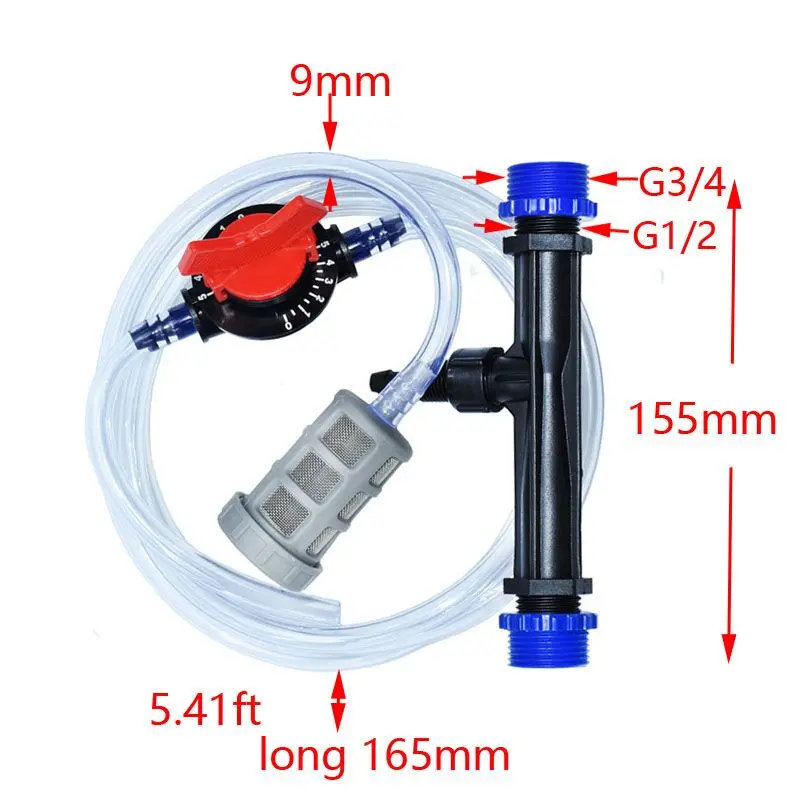 Venturi wtryskiwacz do nawozu 1/2 3/4 system nawadniania Venturi nawożenie automatyczne wtryskiwacz do nawozu strzykawka 1 zestaw