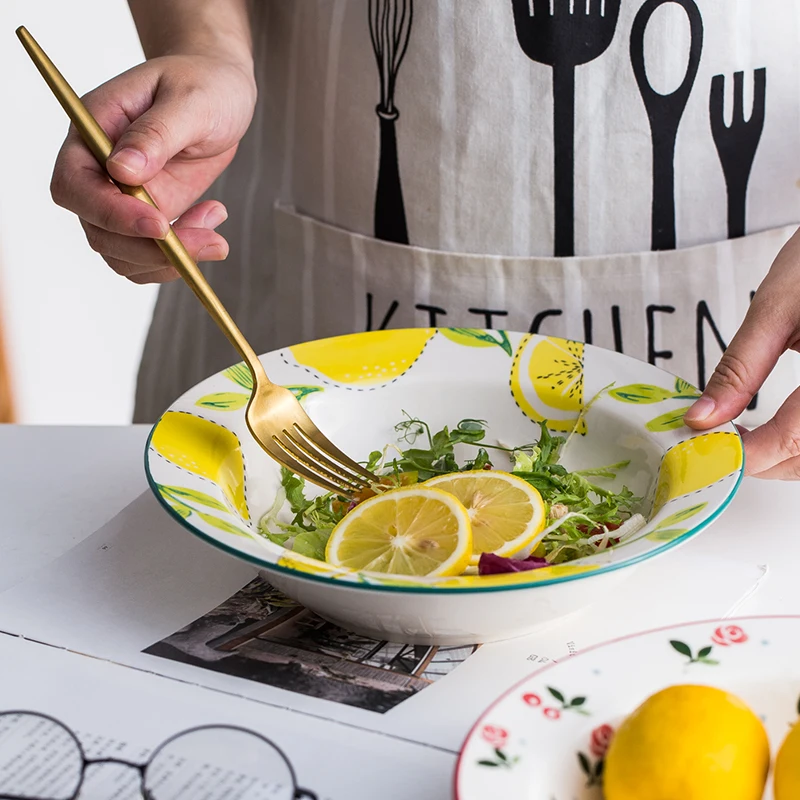 

Hand-painted European Straw Hat Dish Home Deep Italian Creative Fashion Restaurant Western Dish Pasta Dish Soup Plate