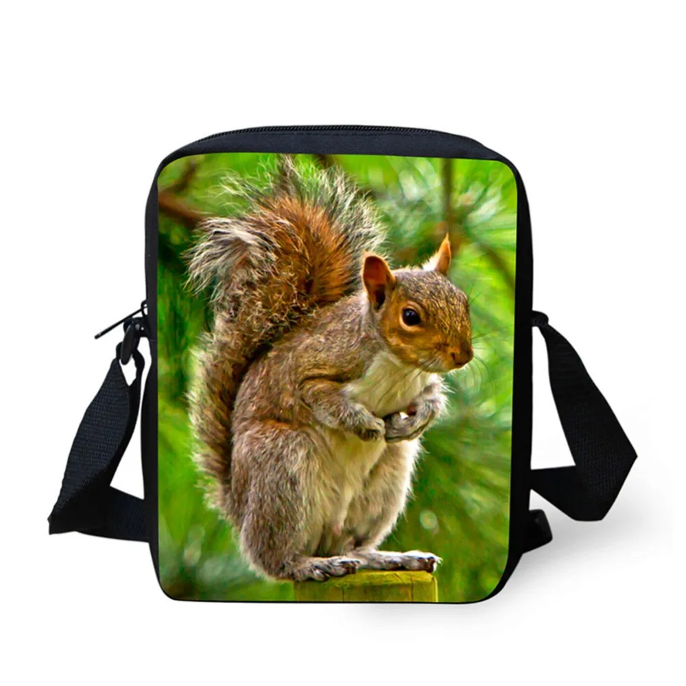 Good  Quality 3d print squirrel pattern adult and children's messenger bag shoulder bag small bag