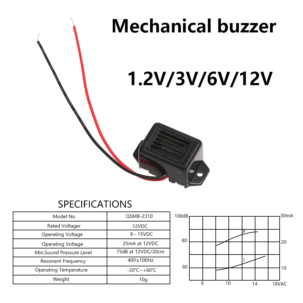 33.5*15mm Mini Electronic Alarm Buzzers Constant Tone Mechanical Buzzer Alarm Buzzer Tool Parts DC 1.2/3/6/12V 85dB