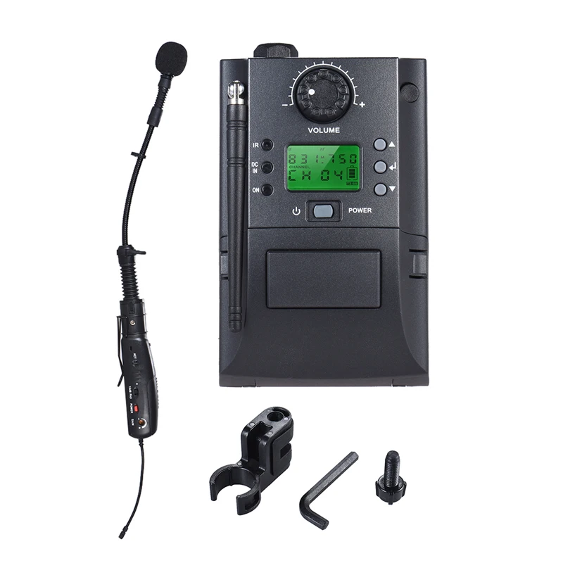 Gooseneck Wireless Instrument Microphone System for Saxophone Reliable UHF Provides Stable Signal Transmit with Adjustable Clamp