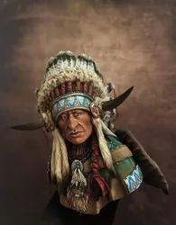 Unassambled  1/10 ancient Leader of the Plains man bust   Resin figure miniature model kits Unpainted