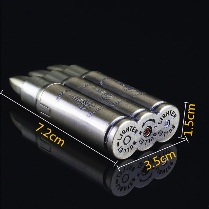 Creative Lot Bullet Flame Lighter Windproof Butane Gas Straight  Lighter Novelty Gadget Military Addictive Fire Gift Smoker