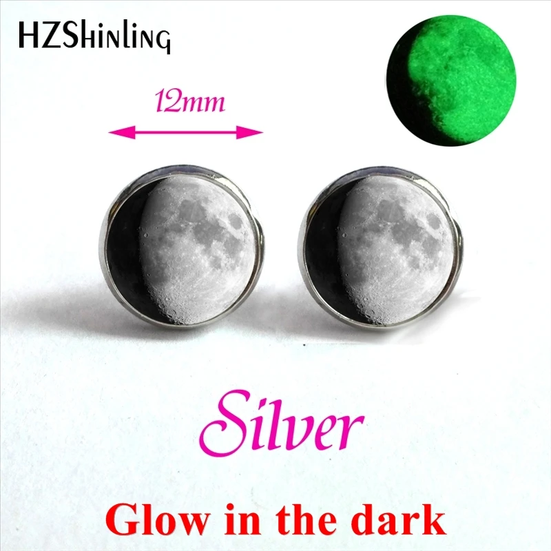 New Arrival Glowing Jewelry Lunar Eclipse Earrings Glass Dome Full Moon Stud Earrings Glow in the dark Wholesale HZ4