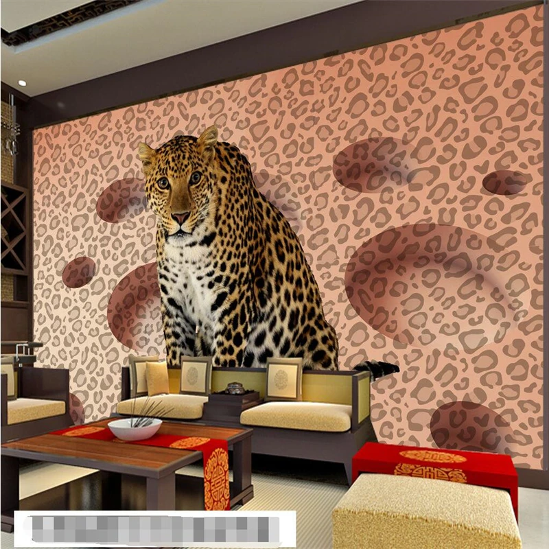 beibehang  Modern Background Large Painting Animal Leopard Spots Circle  Pared 3d Wallpaper Hotel Bad room Mural for Living Room