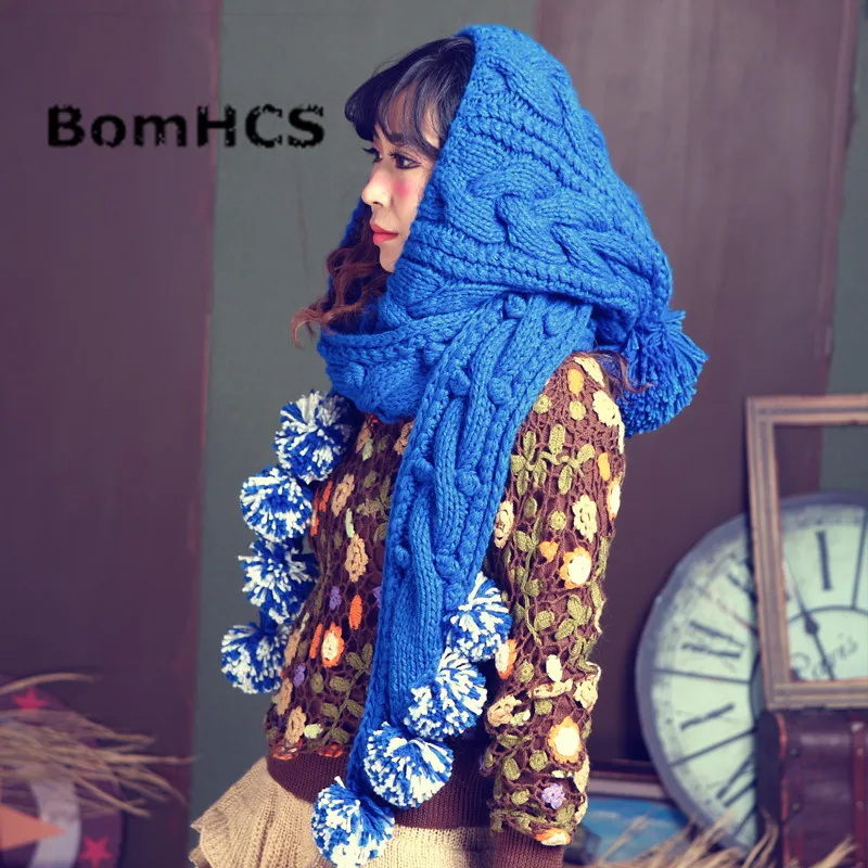 BomHCS Cute Handmade Winter Warm Thick Knitted Hat Caps Scarf Beanie