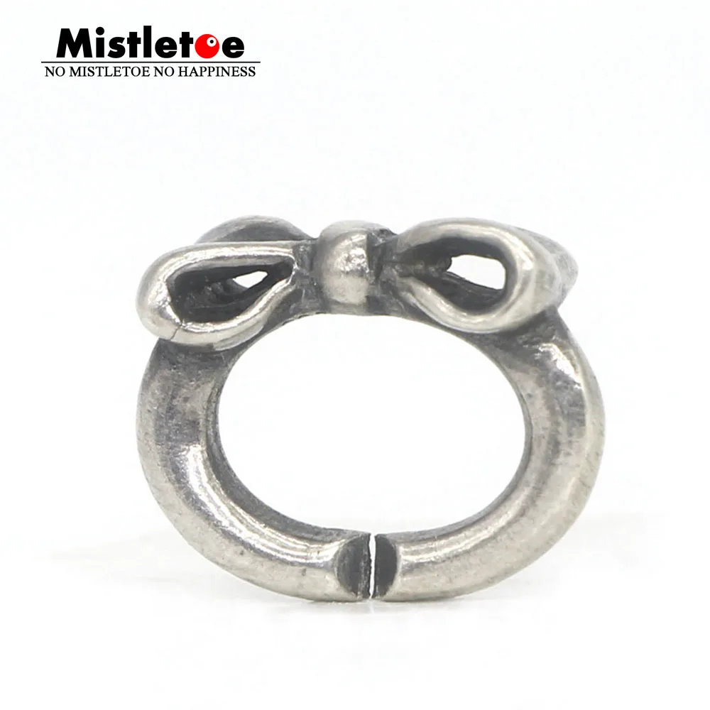 Mistletoe Jewelry 925 Sterling Silver Bow, single silver link X lock Fit European Troll Bracelet