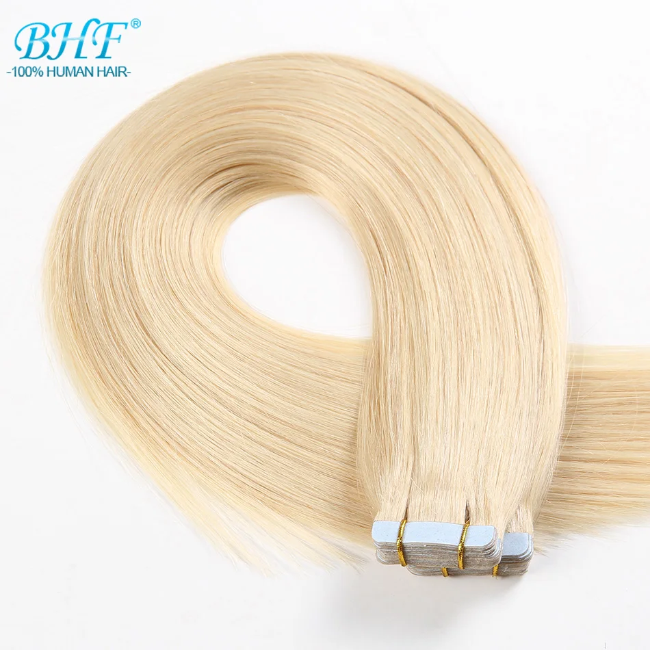 BHF Tape In Human Hair Extensions Straight 613# blonde Tape In Extensions 20pcs Remy Tape In Hair Extensions