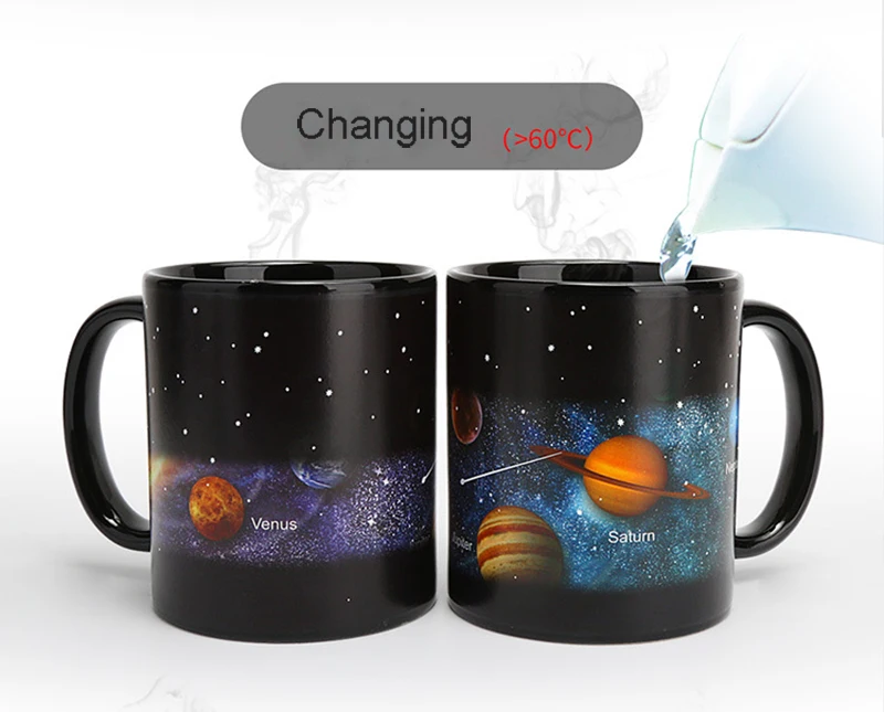 New design Solar system Magic Mugs,Temperature Changing Cup,Color Chameleon Mugs Heat Sensitive Cup Coffee Tea Mug Novelty Gift