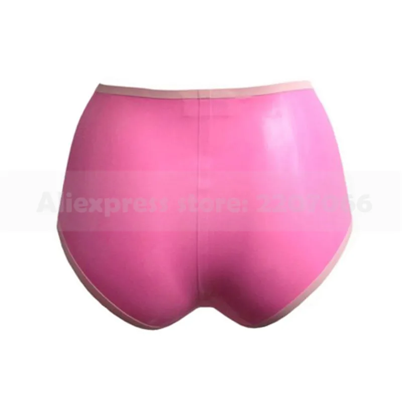 Sexy Pink Women Latex Rubber Shorts Cute Panties Knickers With Bow-knots Plus Size XXXL Handmade RPW066