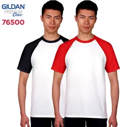 GILDAN 765000 Men 100% Cotton T-shirts Patchwork Short Sleeve T Shirt Mens Tops Tees Basic TShirts Customized Logo Printing