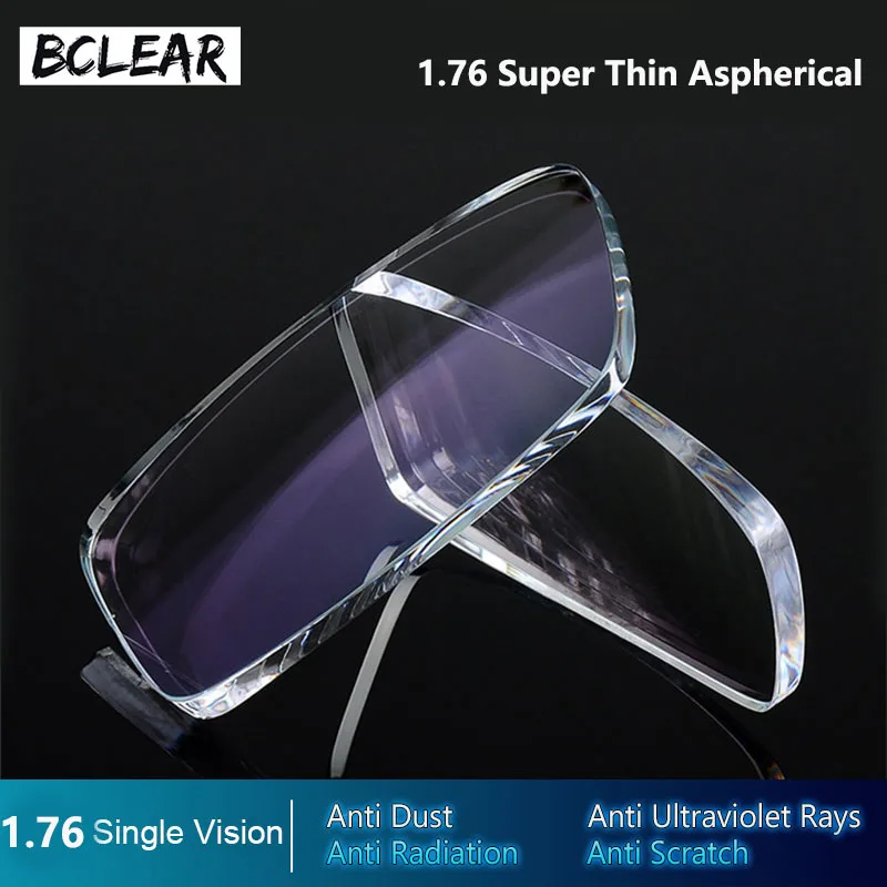 BCLEAR 1.76 Aspherical Lenses High Index Super Thin Optical Prescription Lenses Myopia Glasses HMC EMI Anti-UV Single Vision