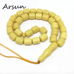 100% Original Resin 33Beads Yellow Color Muslim Prayer Beads Islamic Tasbih Allah Prayer Rosary Tesbih Islam Misbaha