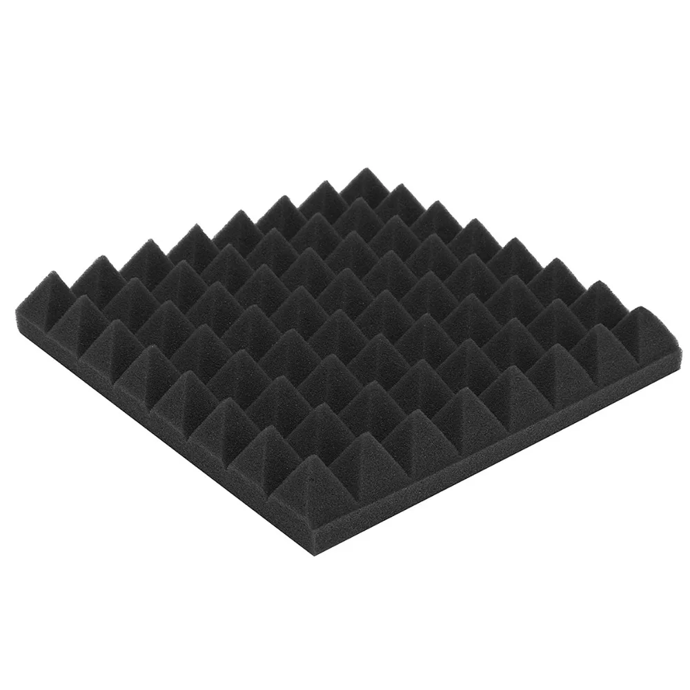 6 pcs Black Absorbing Cotton Acoustic Foam Pyramid Tiles For Studio Sound Room Music Soundproofing Foam