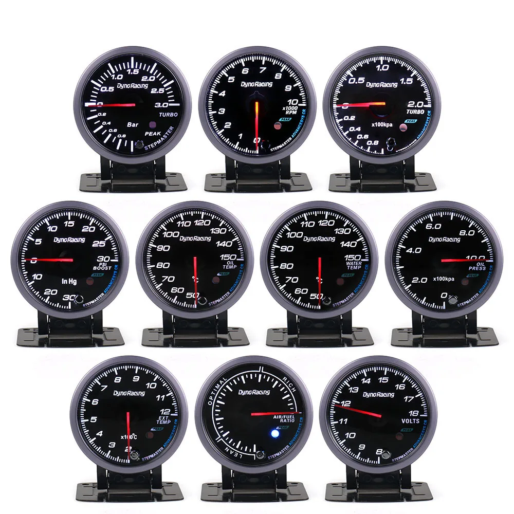 

Dynoracing turbo boost gauge bar ,water temperature ,oil temperature ,oil pressure ,tachometer ,volt exhaust gas gauge
