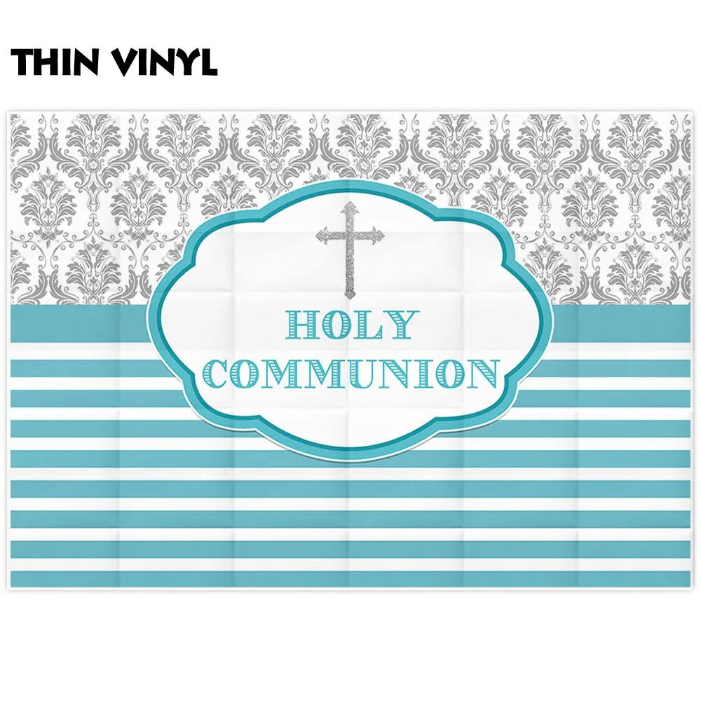 Funnytree photography photocall white and blue stripe damask Holy Communion backdrops photo background photographic photophone