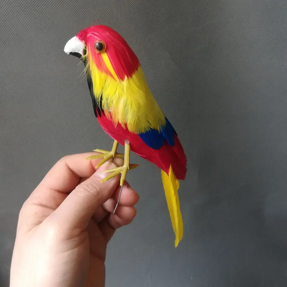Brinquedo da vida real penas coloridas papagaio pássaro modelo cerca de 20cm pássaro casa decoração de jardim adereço brinquedo presente h1060
