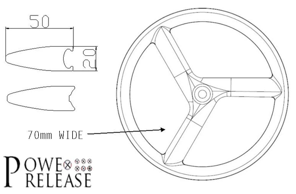 Powerelease 3 spoke carbon wheel TT bike Tri wheels 700C track fixed gear wheelset road clincher tubular bicycle 3-spork rim