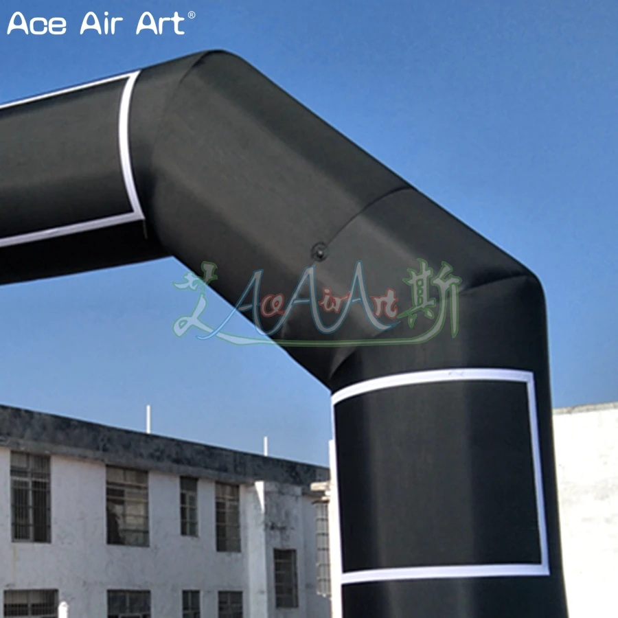 Top Quality Full Black Inflatable Start Finish Line Arch Free Standing Gate with Removable Stickers/Logo for Advertising