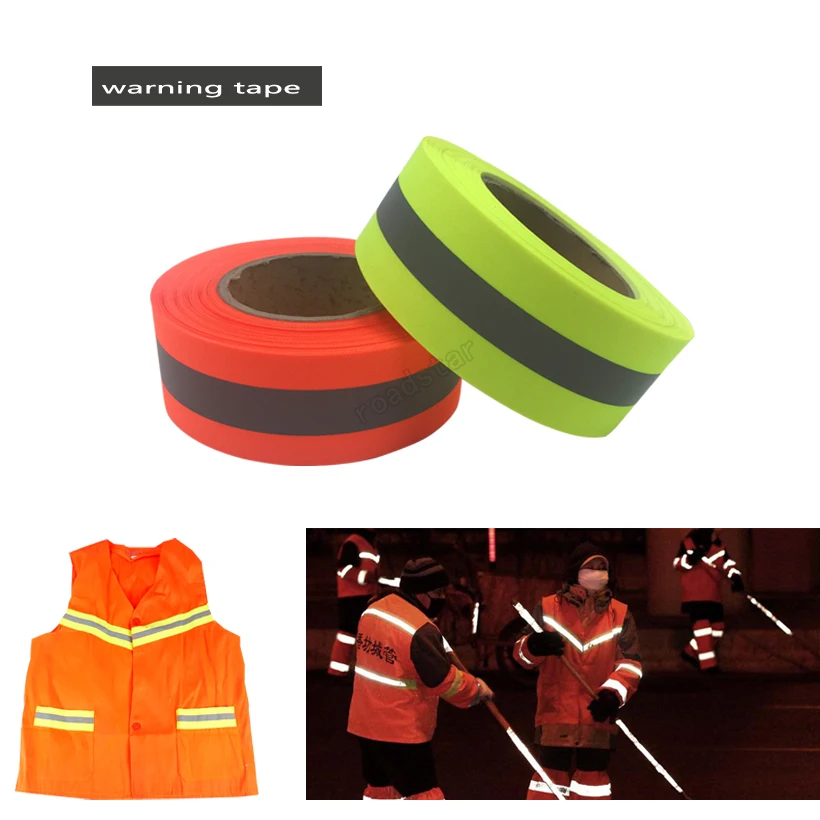 Roadstar 5cmX5m Fluorescent Yellow&Orange Warning Tape for Safety Clothes Sewing on Reflective Fabric