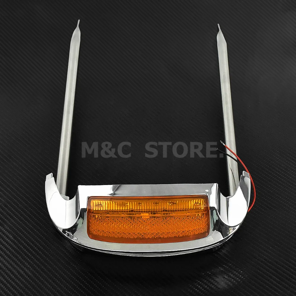 Motorcycle Chrome Fender Trim Lamp Air Wing Front Fender Rail With Tip Light For Harley Touring Ultra Limited Low FLHTKL 2015-19