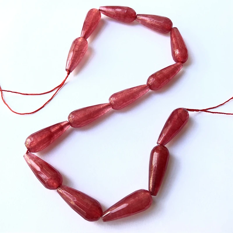 Wholesale 1string Mystic Red Jade Beads Long Drop Beads,10x28mm Faceted Teardrop Bead,Gem Stone Jewelry Beads, 15.5