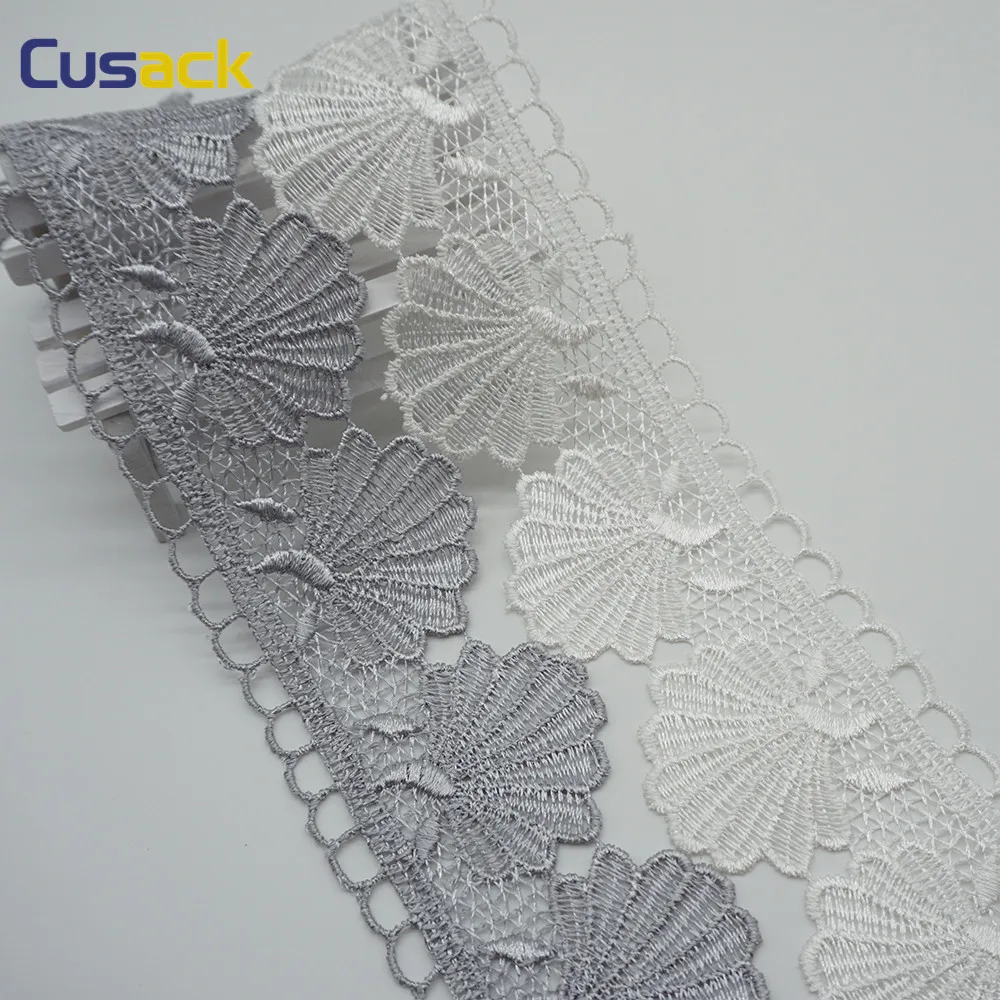 3 Yards 6 CM Scallop Lace Trims Ribbon Applique Polyester for Dress Costumes Home Textiles Sewing Accessories White Black Gray