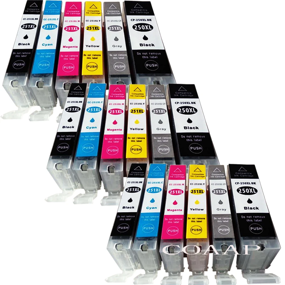 18 Pack Compatible Ink Cartridge For CANON PIXMA MG6320 MG7120 iP8720 MG7520 Printer with Chip Full Ink pgi250 cli251 GY