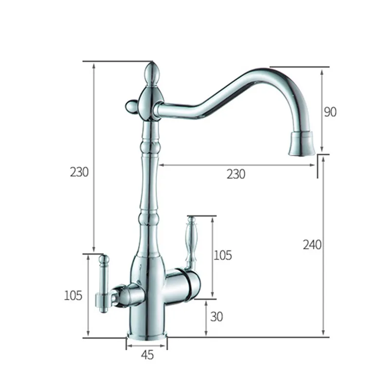 2017 Square kitchen faucet with double-functions Torneira Cozinha Faucets 3 In1 Kitchen Faucet Three Way Tap for Water Filter