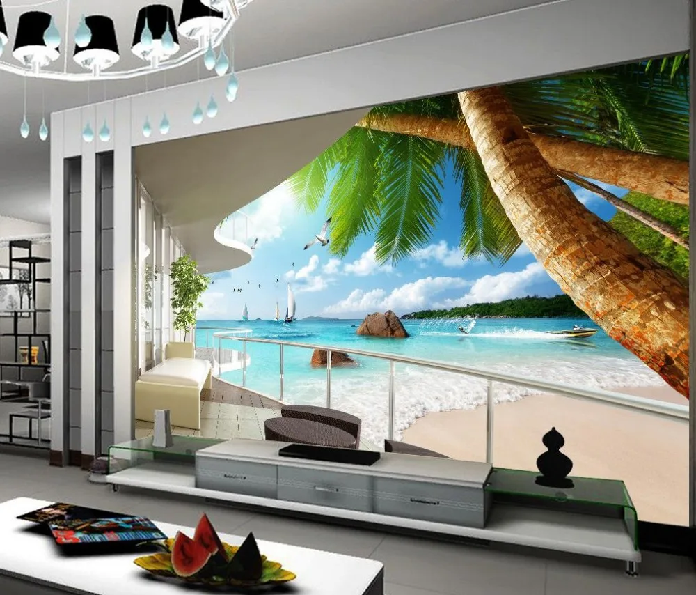 

3d wallpaper for room Balcony sea view background wall bathroom 3d wallpaper classic wallpaper for walls