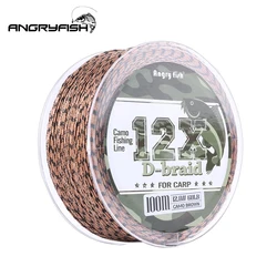 ANGRYFISH Carp Fishing Line D-braid 100 Meters Camo Fishing Line 12 Strands Braid Line
