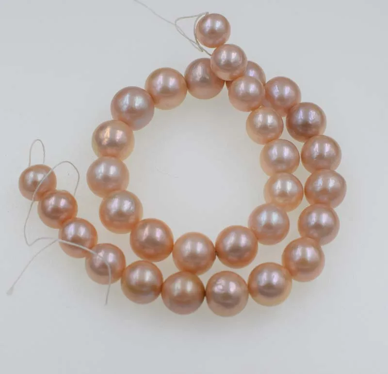 

freshwater pearl pink near round 11-14mm loose beads nature beads for making jewelry necklace 14inch FPPJ wholesale