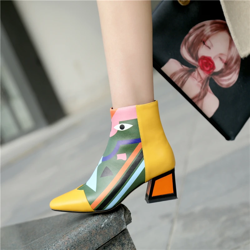 FEDONAS Fashion Brand Women Ankle Snow Boots Warm High Heels Ladies Shoes Woman Party Wedding Pumps Basic Genuine Leather Boots