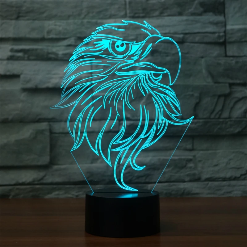 

3D Visual 7 Colors Lifelike Eagle Moulding Desk Lamp LED Gradient Atmosphere Night Light Home Lampara Decor Kids Gift lava Lamp