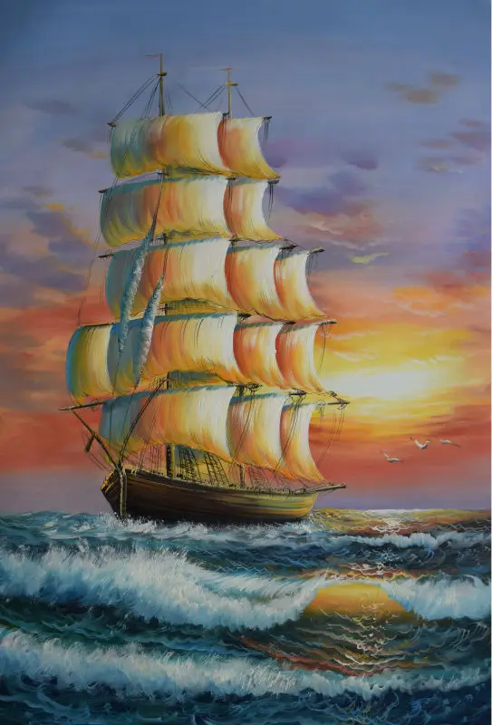 

Hand painted Art oil paintings Modern Home decoration Wall picture for living room Sailing 60X90cm