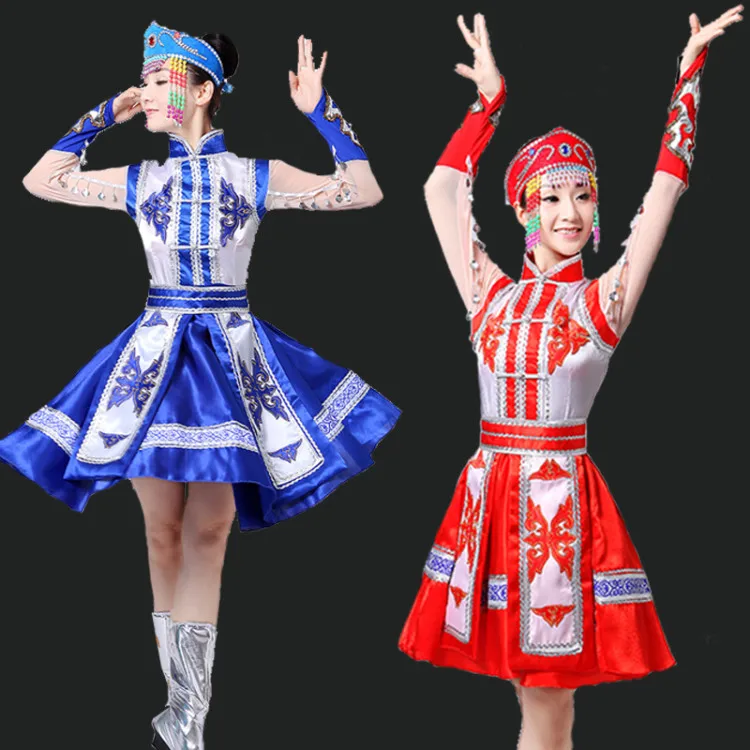 Mongolian chopstick dance costumes female performance clothing dance skirt red gowns Mongolia bowl dance clothing new female