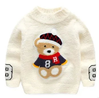 

2022 new winter boys girl sweater Cotton Cartoon bear knitted sweater keep warm Wool kids baby toddler top children clothing