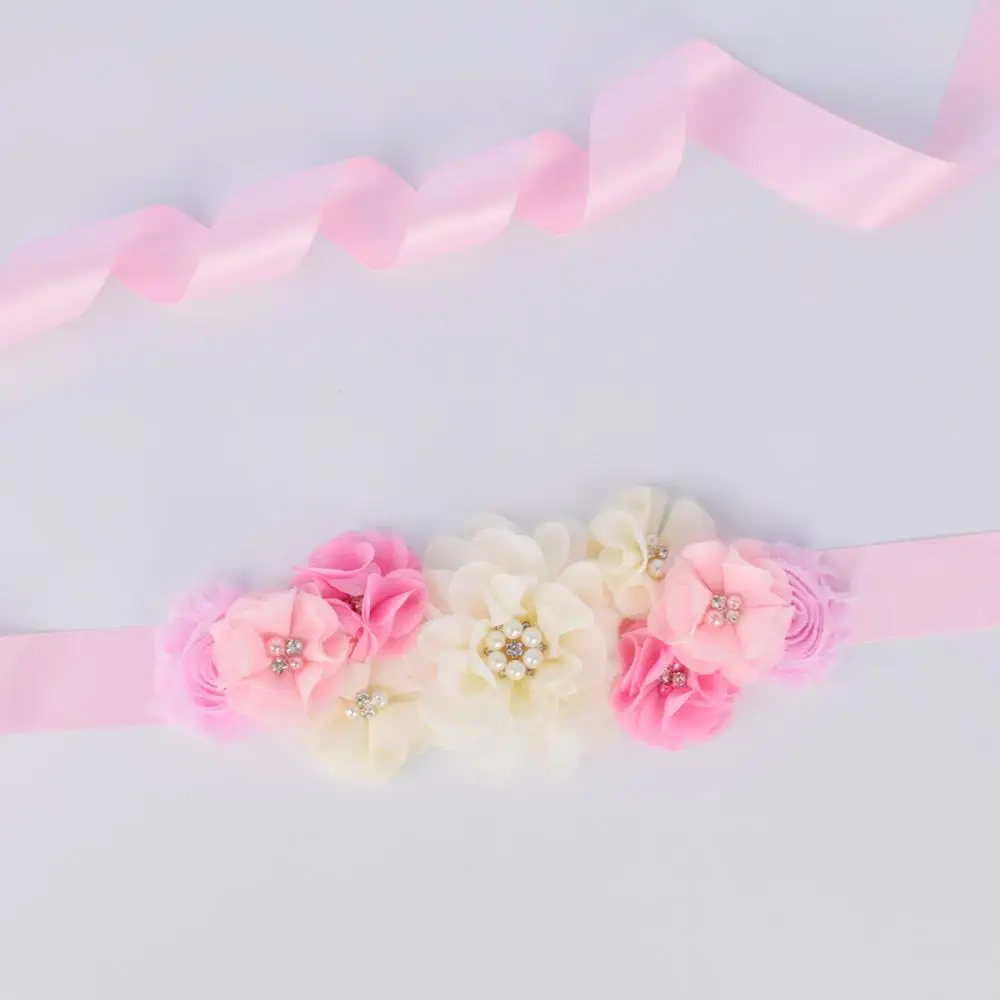 New Arrival Floral Maternity Sash Pregnancy Belly Belt Photo Props Gift Baby Shower Party 4 Color Options