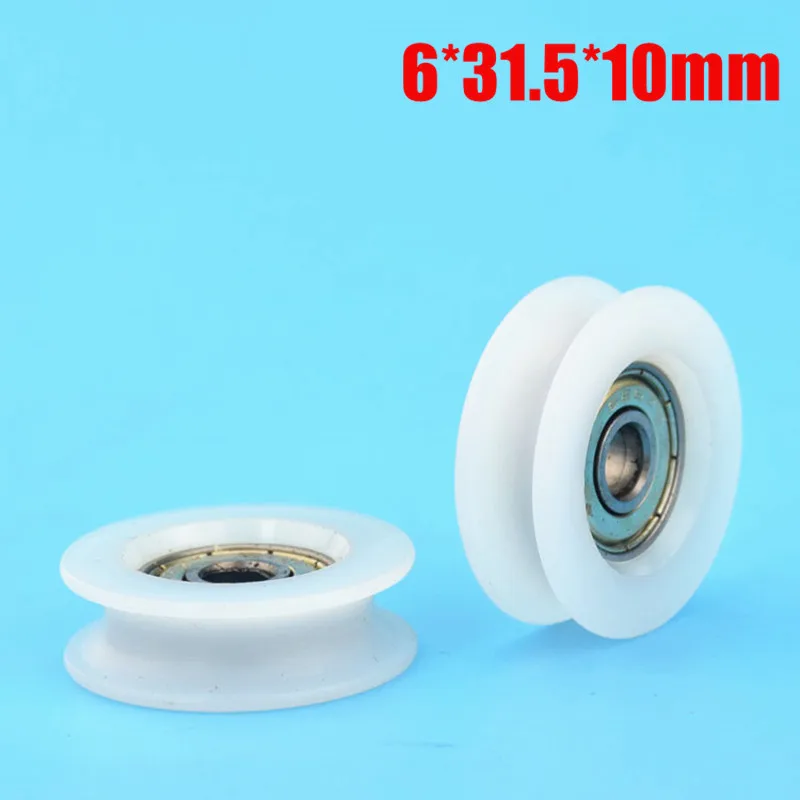 1pcs 6*31.5*10mm U grooves wire wheels for door/ Window/ furniture disinfectant cabinets, nylon covered plastic bearing pulley