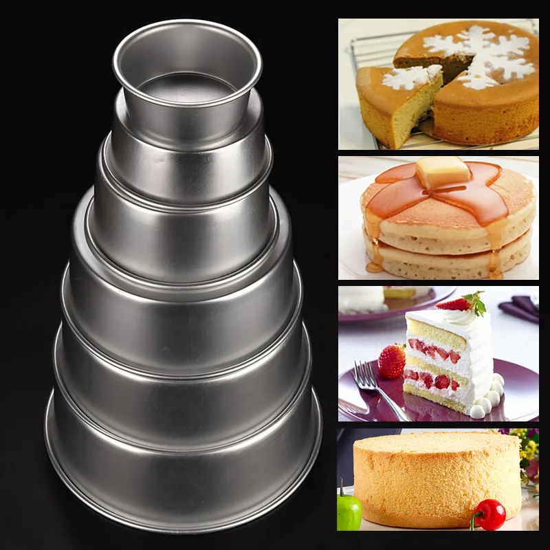 4/5/6/8/9/10inch DIY Aluminum Alloy Round Mini Cake Pan Removable Bottom Pudding Mold Baking Cake Mold