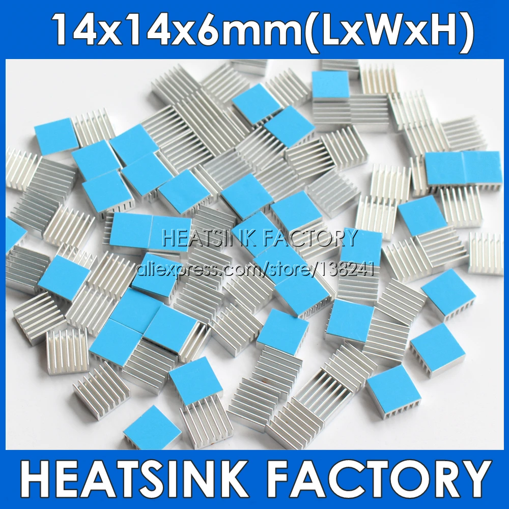 5,000pcs Aluminum Routing 14x14x6mm Heatsink For Electronic Chip Cooling Radiator Chipset With Thermal Tape Applied