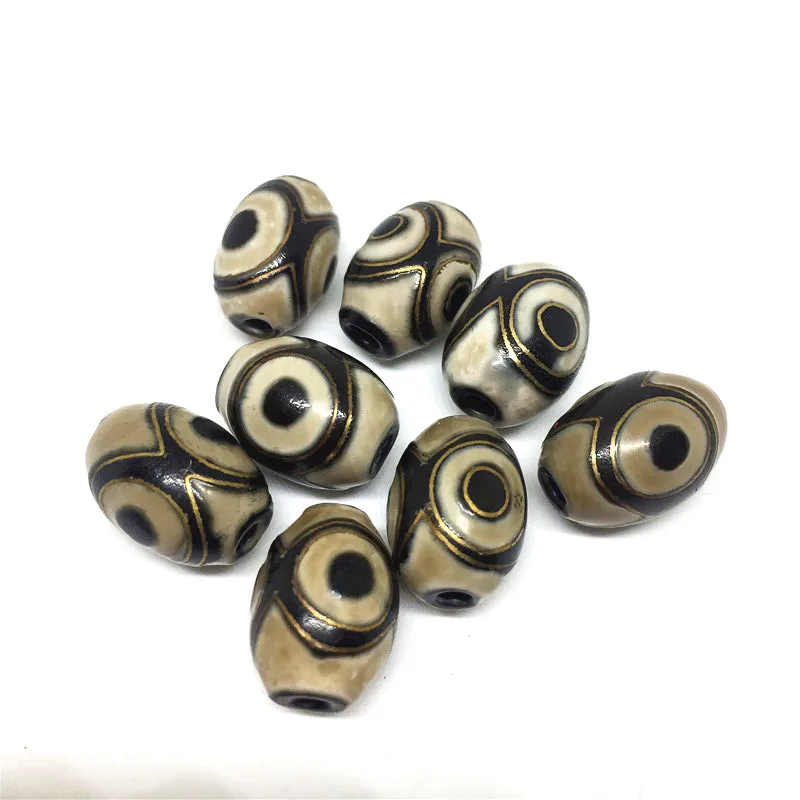 1PC Natural Agate Copper Wire Inlay 10mm*13mm 3 EYES Dzi Beads for Bracelet DIY Jewelry Making