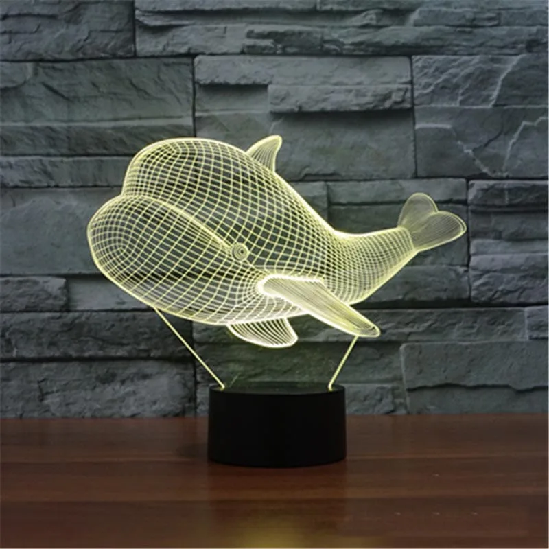 2018 foreign trade new whale 3D lamp 7 colorful touch charging LED visual lamp gift decoration lamp flashing toys 3318