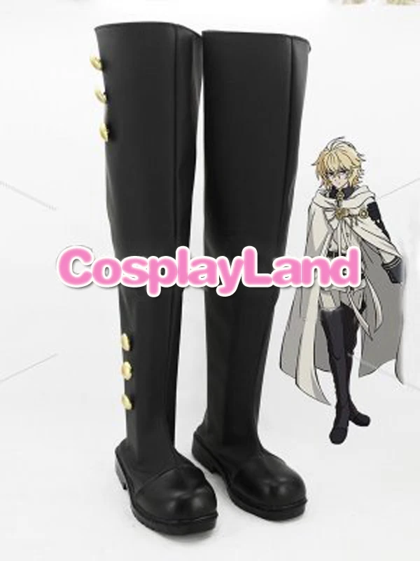 

Seraph of the End Mikaela Hyakuya Cosplay Boots Shoes Anime Party Cosplay Boots Custom Made Men Shoes